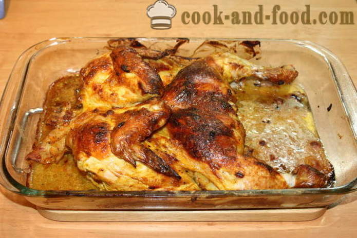 Pečen piščanec v pečici - kot okusno pečenega piščanca v pečici, s korak za korakom receptov fotografije