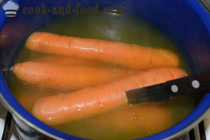 Kako narediti korenček solato in rusko solato - kako kuhati korenje v ponvi, s korak za korakom receptov fotografije