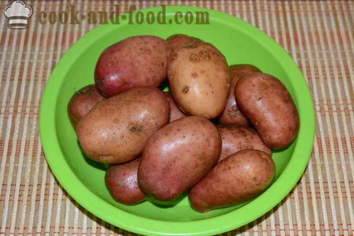 Kuhan krompir v njihove kože za solato - kako kuhati krompir v njihove kože v ponvi, s korak za korakom receptov fotografije