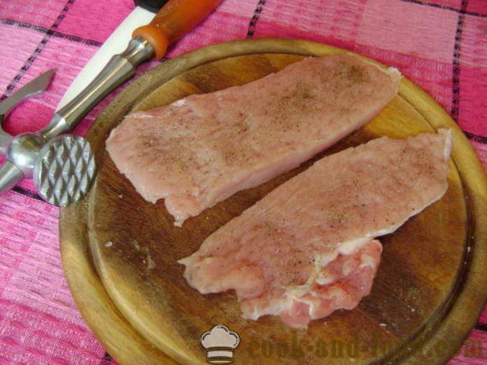 Svinjski zrezek s čebulo - kako kuhati zrezek iz svinjine, s korak za korakom receptov fotografije