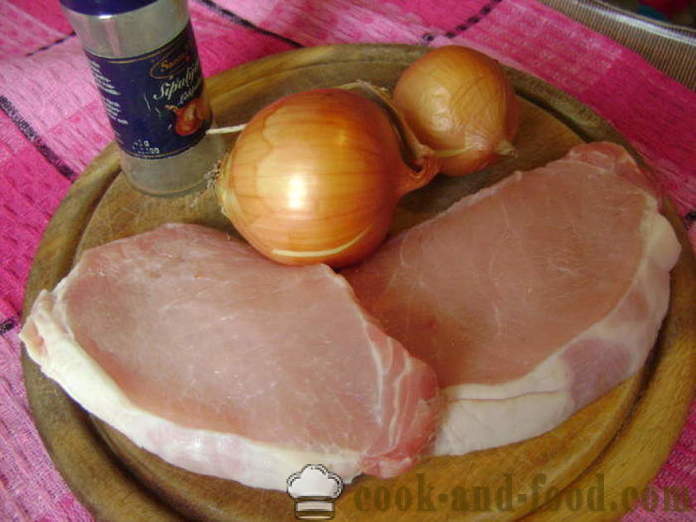 Svinjski zrezek s čebulo - kako kuhati zrezek iz svinjine, s korak za korakom receptov fotografije