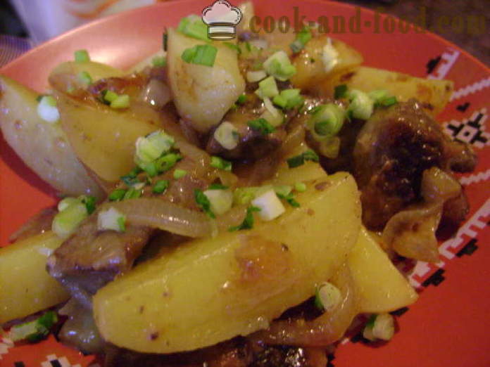 Jetra s krompirjem v ponvi - kako kuhati govejega mesa, jetra s krompirjem, korak za korakom receptov fotografije