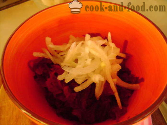 Rdeča pesa solata brez majoneze, česen in čebulo - kako pripraviti solato iz pese, korak za korakom receptov fotografije
