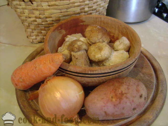 Okusno gobovo juho iz zamrznjenih belih gob - kako kuhati juho iz zamrznjenih belih gob, korak za korakom receptov fotografije