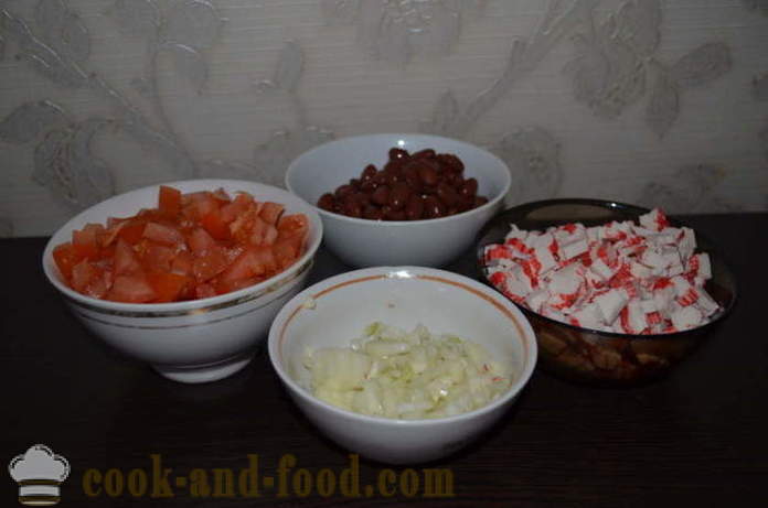 Preprosta solata iz rdečega fižola s paradižnikom - kako pripraviti solato z rdečim fižolom, korak za korakom receptov fotografije