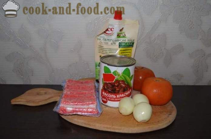 Preprosta solata iz rdečega fižola s paradižnikom - kako pripraviti solato z rdečim fižolom, korak za korakom receptov fotografije