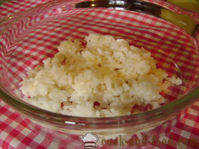 Enostavno ribe, solata z rižem in jajc - kako kuhati ribe solata z rižem, korak za korakom receptov fotografije