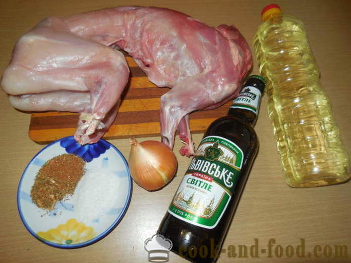 Rabbit Pijani v pivu v utyatnitsu - kako kuhati zajec na pivo v pečici, s korak za korakom receptov fotografije