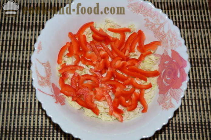 Solata s kitajsko zelje, paradižnik in papriko - kako pripraviti solato iz kitajskega zelja, korak za korakom receptov fotografije