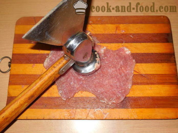Mesni zvitki polnjene v pečici - kako kuhati mesne zvitke na nabodala, korak za korakom receptov fotografije
