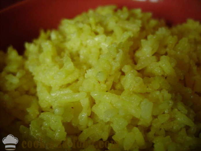 Kuhan riž z kurkuma - kako kuhati riž z kurkuma, korak za korakom receptov fotografije