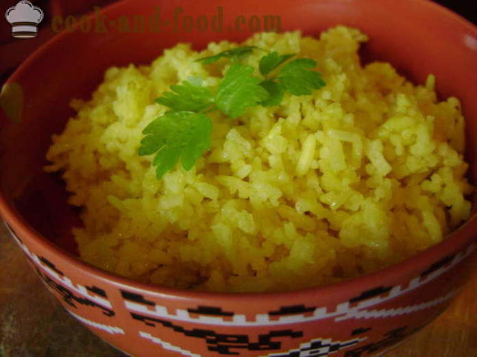 Kuhan riž z kurkuma - kako kuhati riž z kurkuma, korak za korakom receptov fotografije