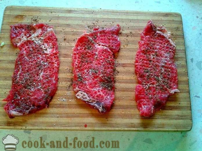 Mesni zvitki v ponev - kako kuhati mesa zvitki z nadevom, korak za korakom receptov fotografije