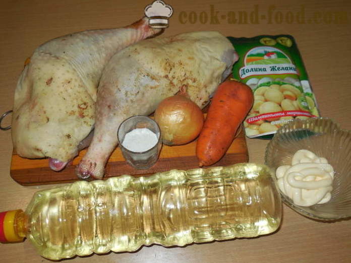 Pečen puran stegna roll z gobami - kako kuhati purana rolade v pečici, s korak za korakom receptov fotografije