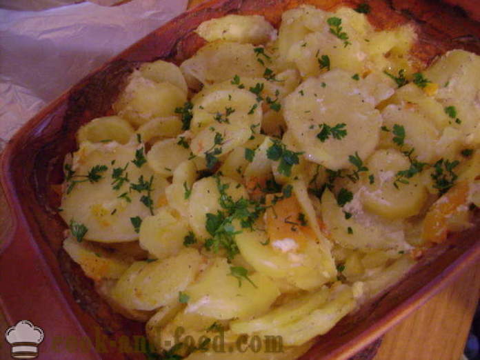Pečen krompir z bučo in smetano - kako kuhati krompir z bučo v pečici, s korak za korakom receptov fotografije