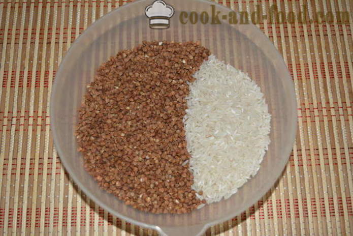 Ajde z rižem in mesom v multivarka - kako pivo riž z ajdo v multivarka, korak za korakom receptov fotografije
