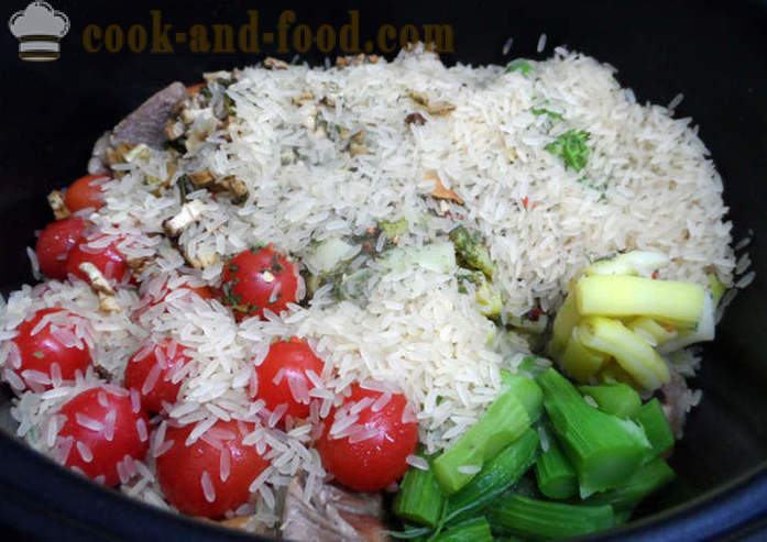 Rižota z zelenjavo v multivarka zamrznjene in posušene - kako kuhati rižota v multivarka doma, korak za korakom receptov fotografije