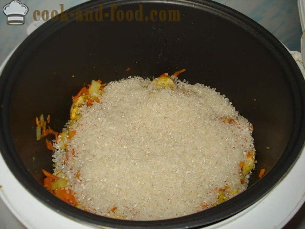 Pilaf s piščancem v multivarka - kako kuhati rižota s piščancem v multivarka, korak za korakom receptov fotografije