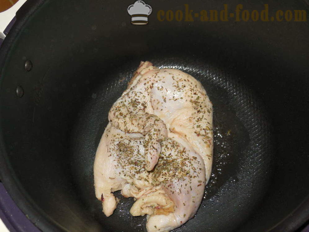 Piščančja tobak multivarka - kako kuhati piščanca v tobačnem multivarka štedilnik, korak za korakom receptov fotografije