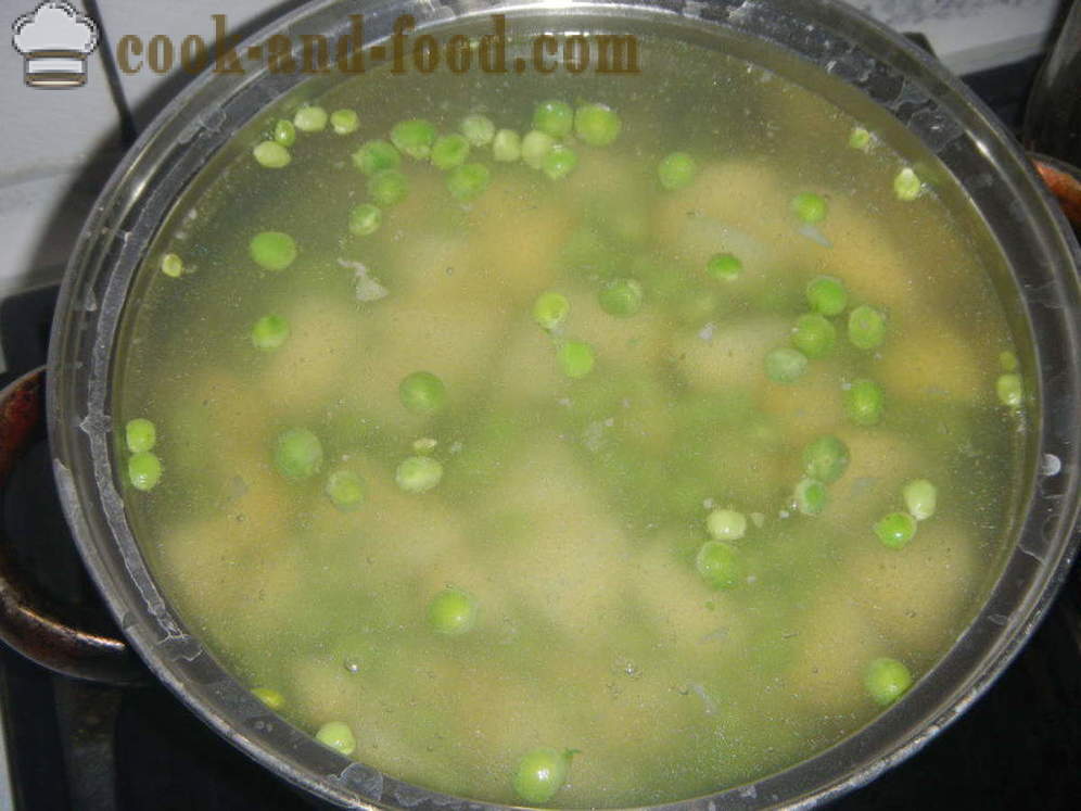 Piščančja juha z graha - kako kuhati juho s graha zamrznjene ali sveže, s korak za korakom receptov fotografije