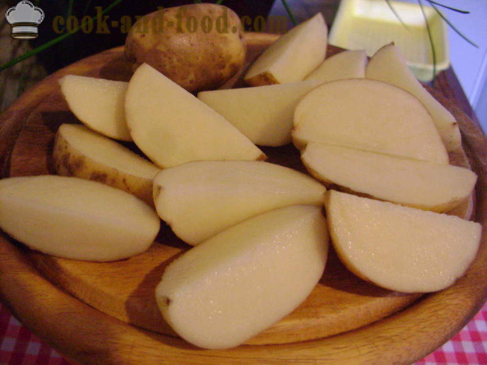 Krompir pečen z skorjo - kot pečene rezine krompirja v pečici, s korak za korakom receptov fotografije