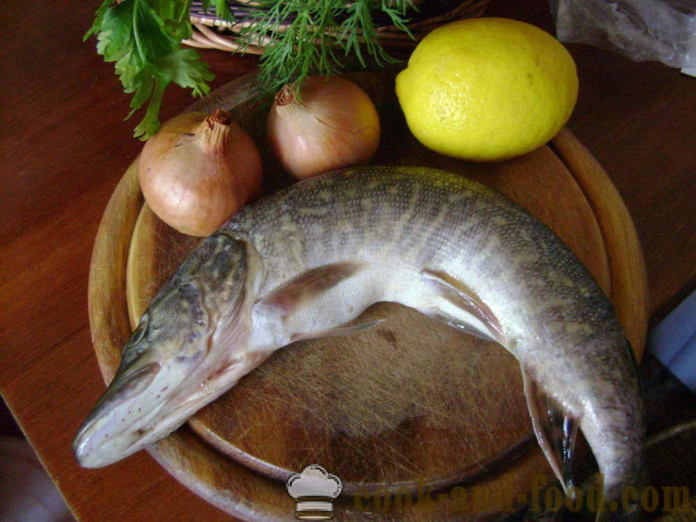 Pike pečen v pečici - kot popolnoma pečeno ščuka, korak po korak receptov fotografije