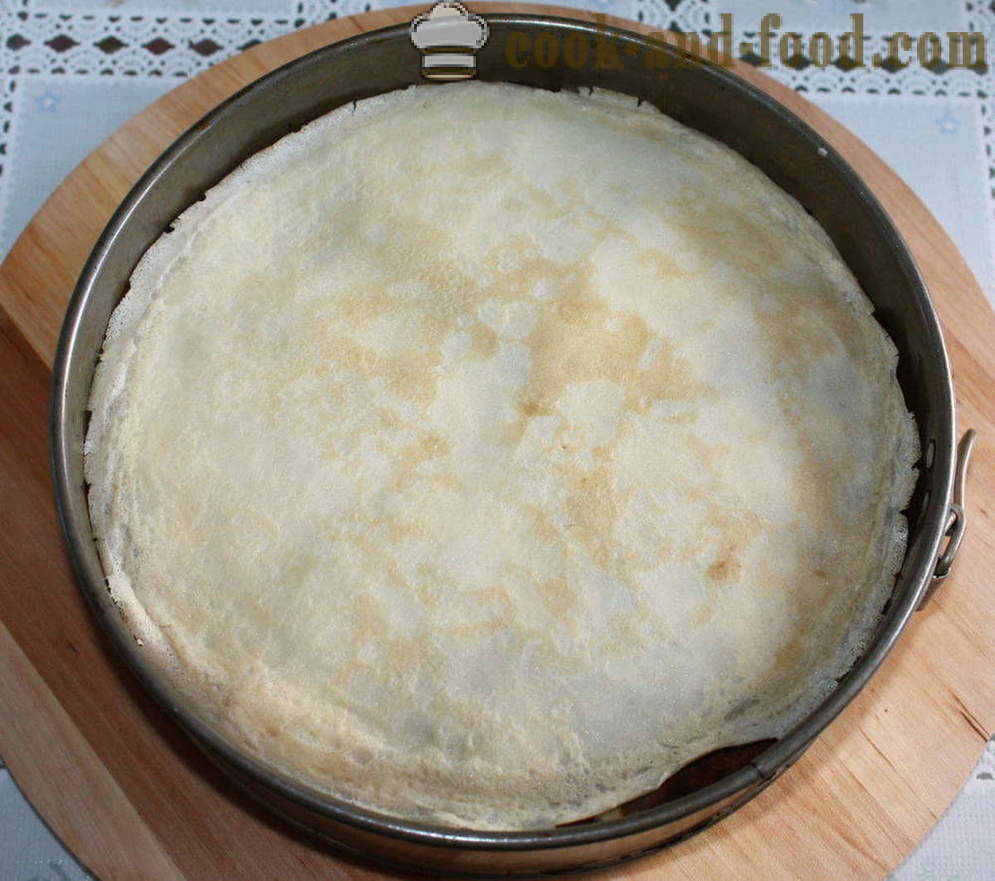 Palačinka torto s smetano sira in jabolk vrtnic - kako narediti palačinka torto s skuto, korak za korakom receptov fotografije