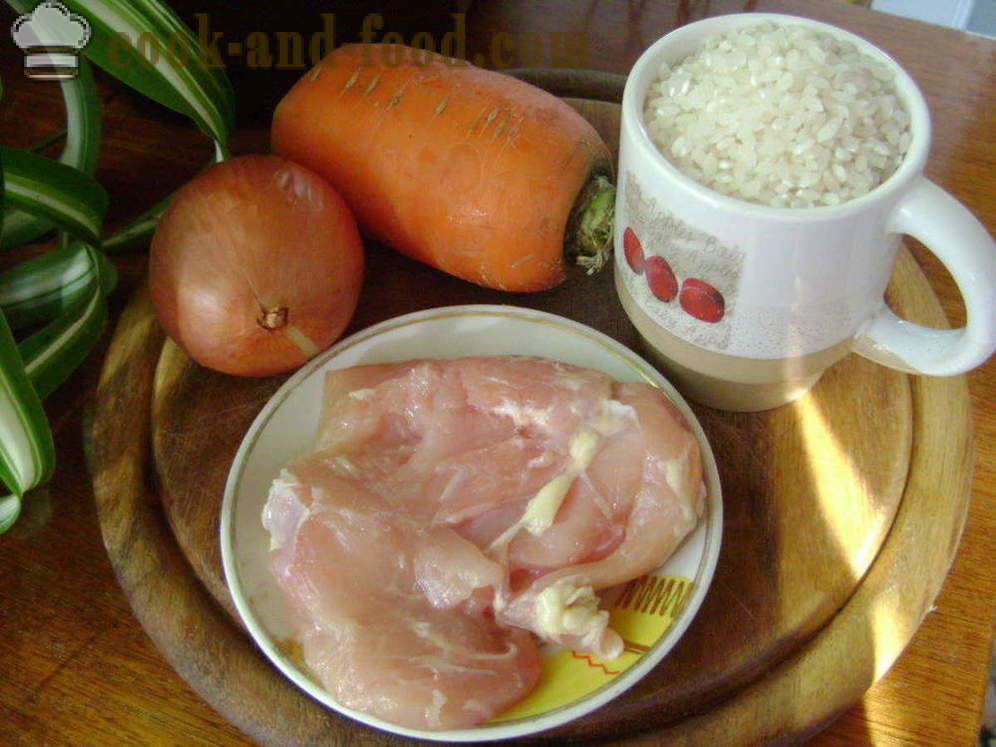Pilaf s piščancem v ponvi - kako kuhati rižota s piščancem, korak za korakom receptov fotografije