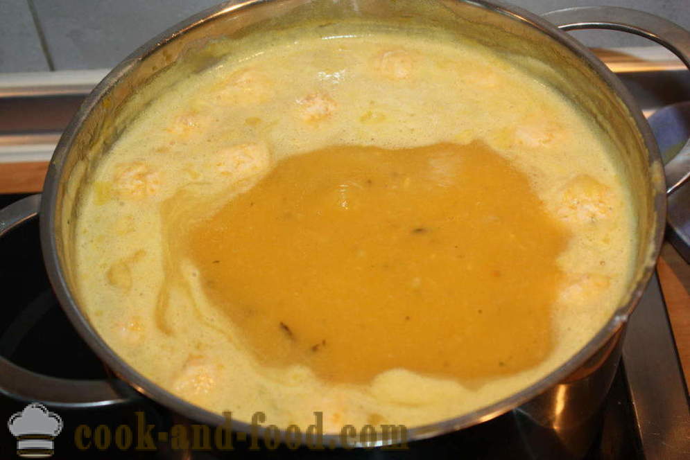 Krema iz buče z mesne kroglice - kako kuhati juho pire iz buče, korak za korakom receptov fotografije