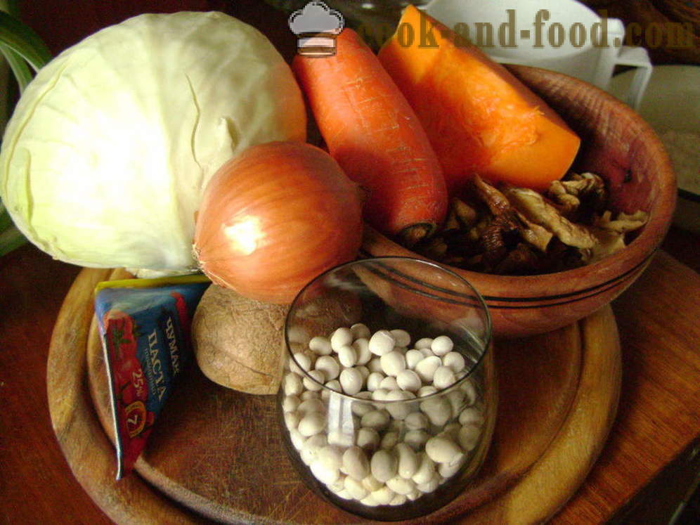 Zelenjavna juha z gobami in fižol - kako kuhati juho z gobami, korak za korakom receptov fotografije