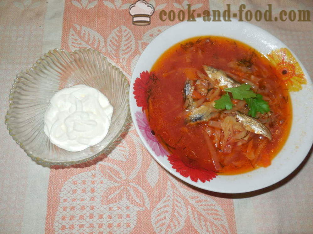 Zelenjavna juha z sardine v paradižnikovi omaki v multivarka - kako kuhati zelenjavno juho z inčuni, korak za korakom receptov fotografije