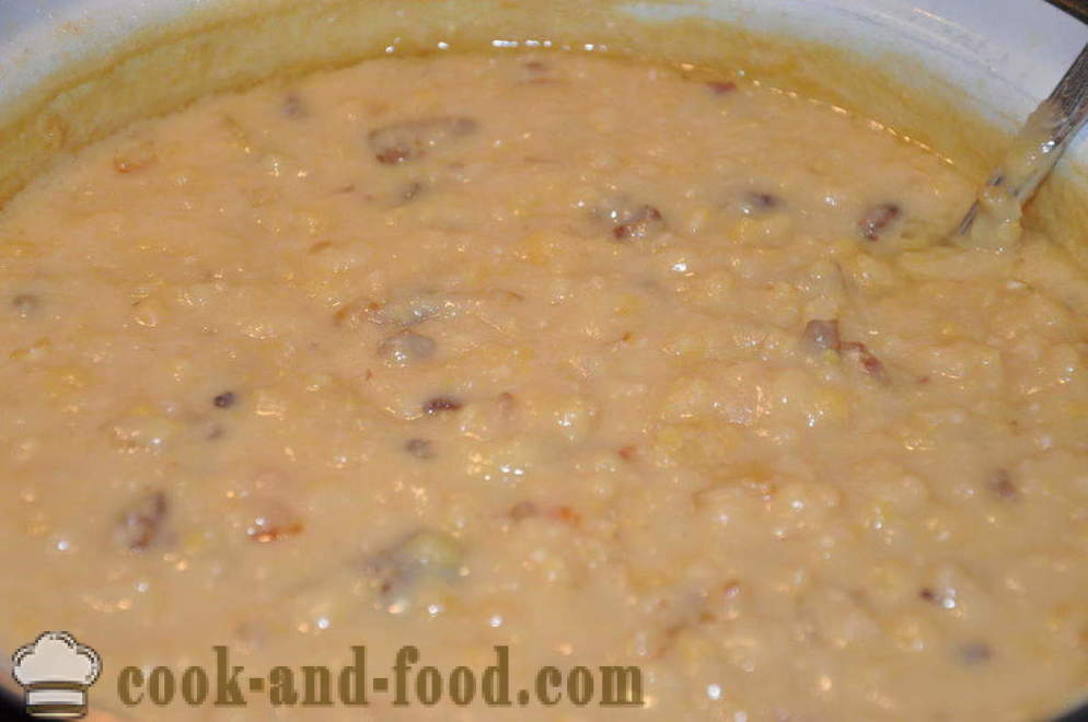 Delicious grah juha s čebulo in slanino - kako kuhati okusno grah pire, korak za korakom receptov fotografije
