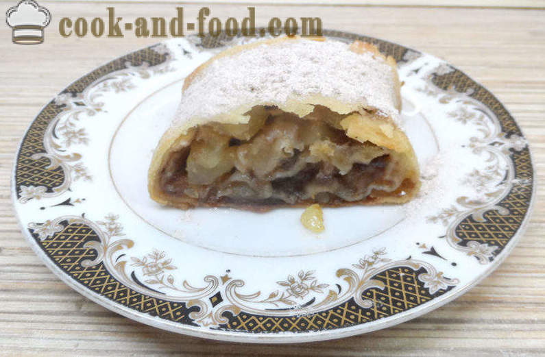 Klasična Dunajski zavitek z jabolki - kako kuhati zavitek z jabolki, korak za korakom receptov fotografije