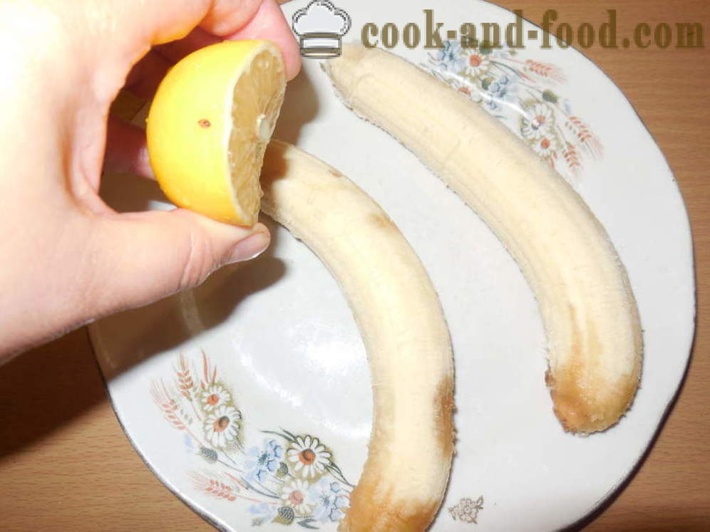 Banane pečen v pečici z orehi in sladkorjem - kot pečene banane v pečici za sladico, korak za korakom receptov fotografije