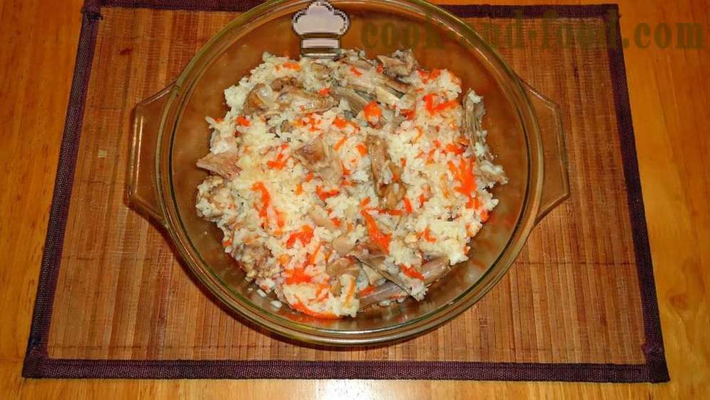 Pilaf zajec multivarka - kako kuhati rižota z zajcem v multivarka, korak za korakom receptov fotografije