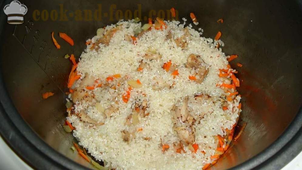 Pilaf zajec multivarka - kako kuhati rižota z zajcem v multivarka, korak za korakom receptov fotografije