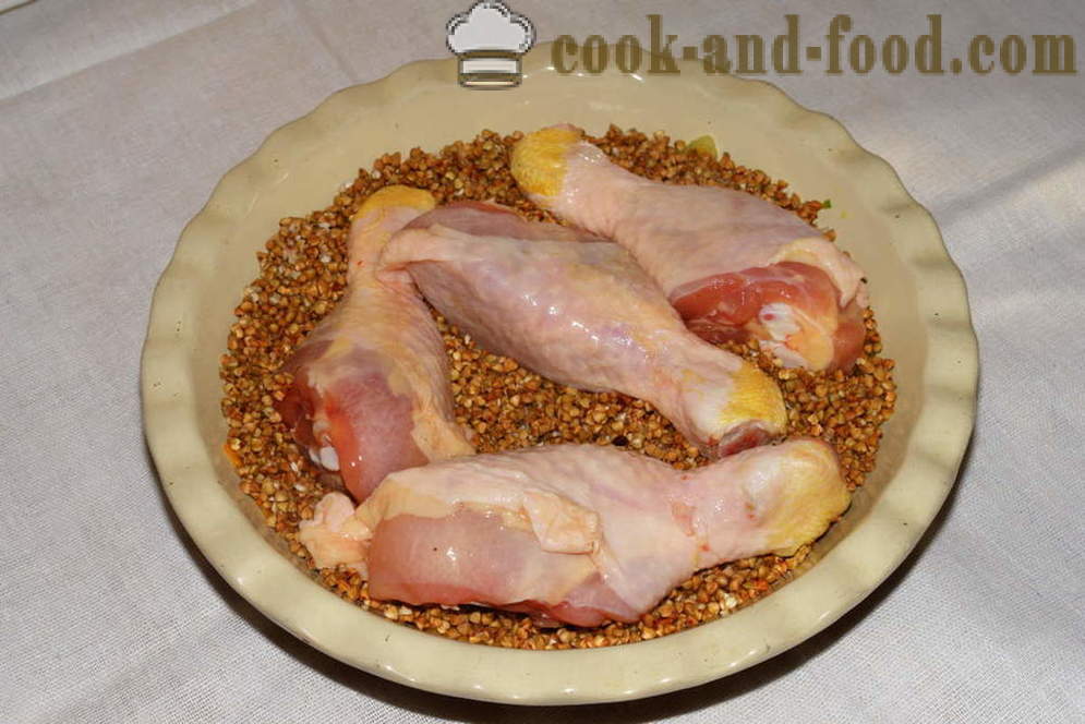 Ajda pečen piščanec v pečici - kako kuhati piščanca z ajde v pečici, s korak za korakom receptov fotografije