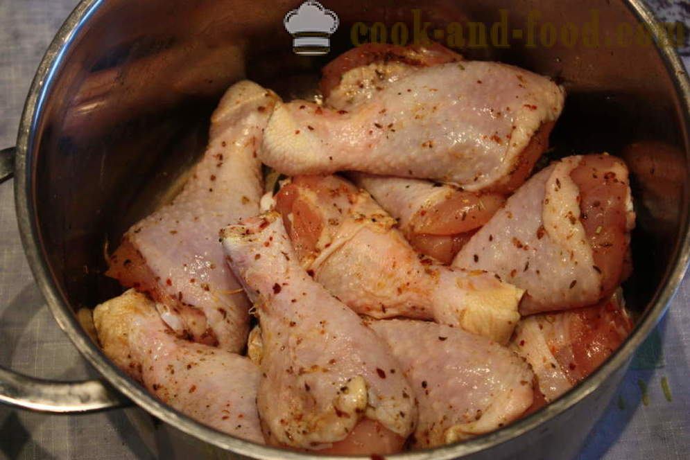 Hrustljavi piščančja bedra v testo - kot za cvrtje piščančje noge na pan-step receptov fotografije