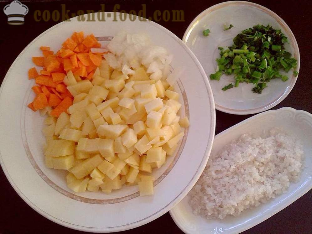 Enostavna juha z mesne kroglice in riž - kako kuhati juho z mesne kroglice v multivarka, korak za korakom receptov fotografije
