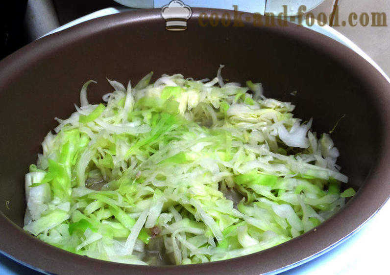 Leni Sarma z zeljem, riž in meso - kako bi leni zeljni zvitki v multivarka, korak po korak receptov fotografije