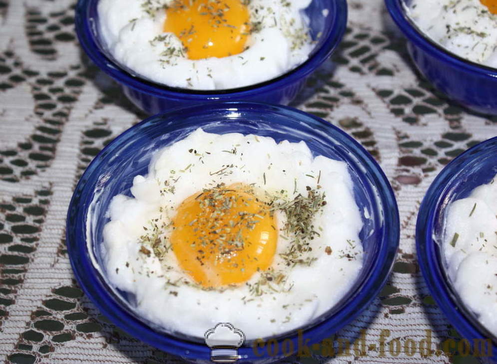 Nenavadne jajca s sirom v pločevinkah - kako kuhati umešana jajca v pečici, s korak za korakom receptov fotografije