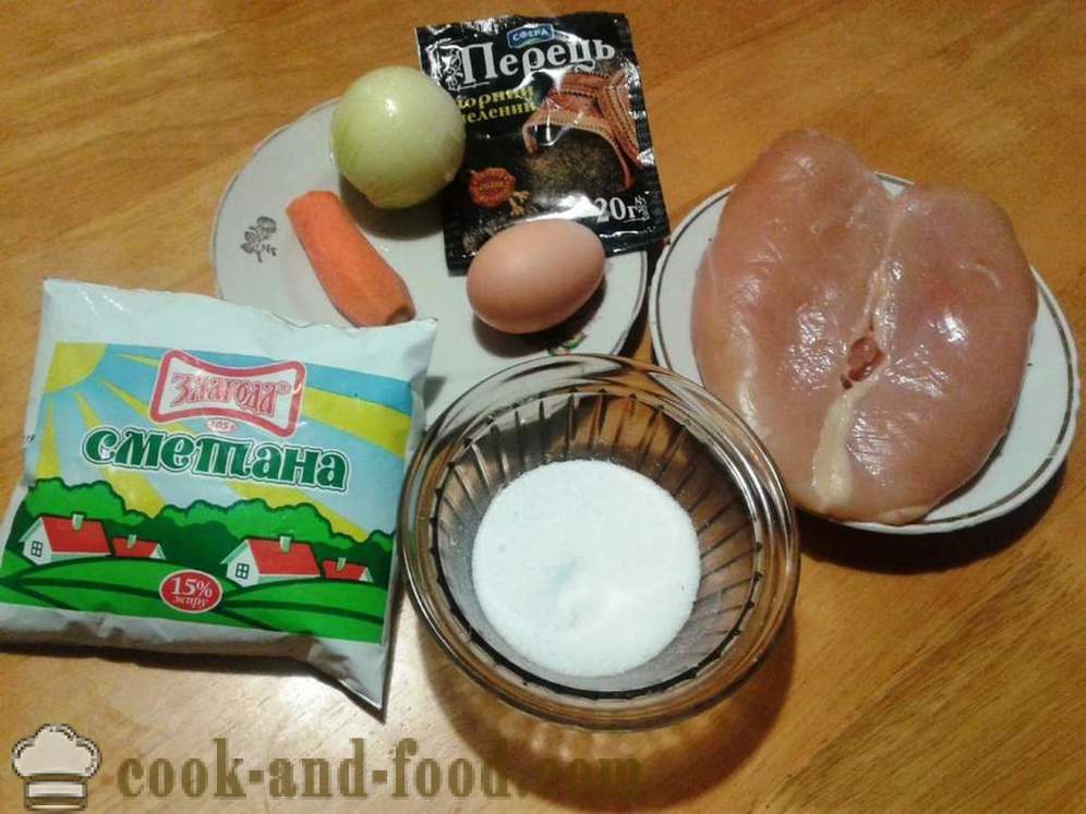 Zarebrnice piščančjih prsi s kislo smetano - kako kuhamo mleto zarebrnice piščančje prsi, korak po korak receptov fotografije
