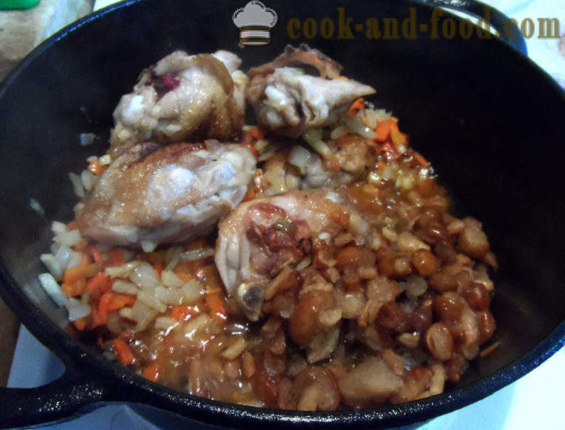 Piščanec z gobami v smetanovi omaki - kako kuhati piščanca z gobovo omako, korak za korakom receptov fotografije