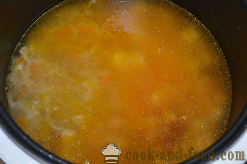 Kisla juha iz kislega zelja z mesom multivarka - kako kuhati juho iz kislega zelja v multivarka, korak za korakom receptov fotografije