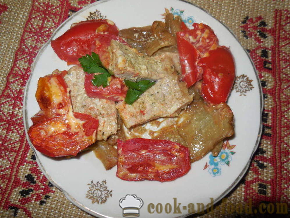 Jajčevec pečen z mesom in paradižnikom - kot pečeni jajčevci z mesom v pečici, s korak za korakom receptov fotografije