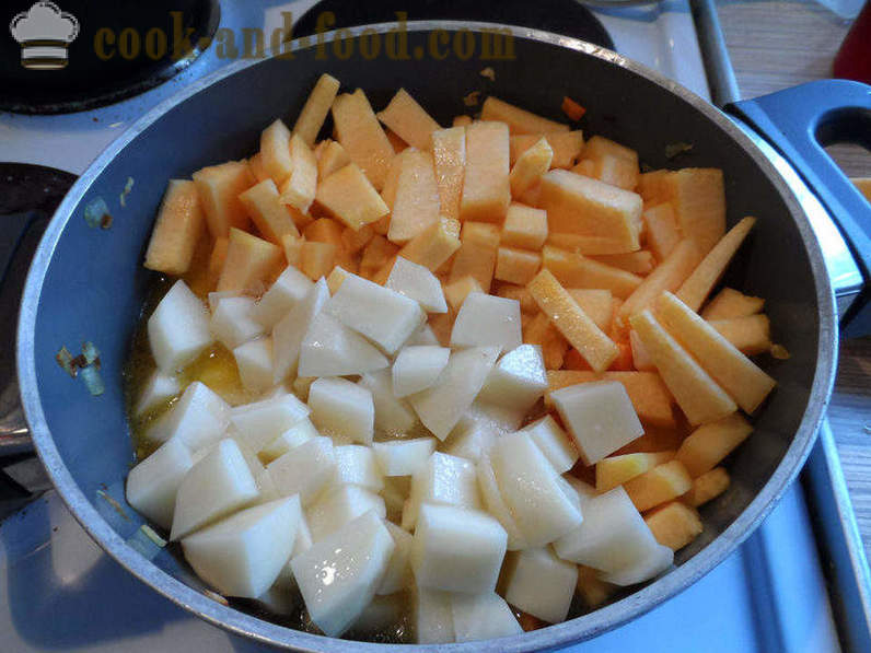 Pumpkin in leče juha - kako kuhati juho rjave leče, korak za korakom receptov fotografije