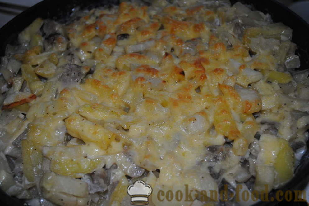 Pečen krompir s sirom in gobami - tako okusno pečen krompir v pečici, s korak za korakom receptov fotografije