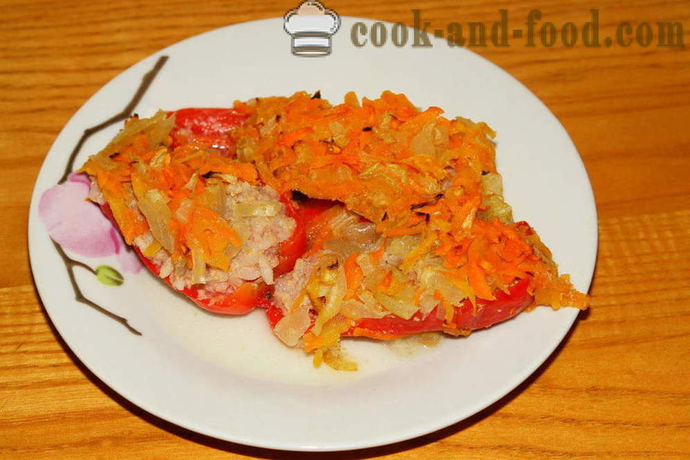 Prehranska polnjene paprike pečene v pečici - kako kuhati polnjene paprike z mesom in rižem, s korak za korakom receptov fotografije