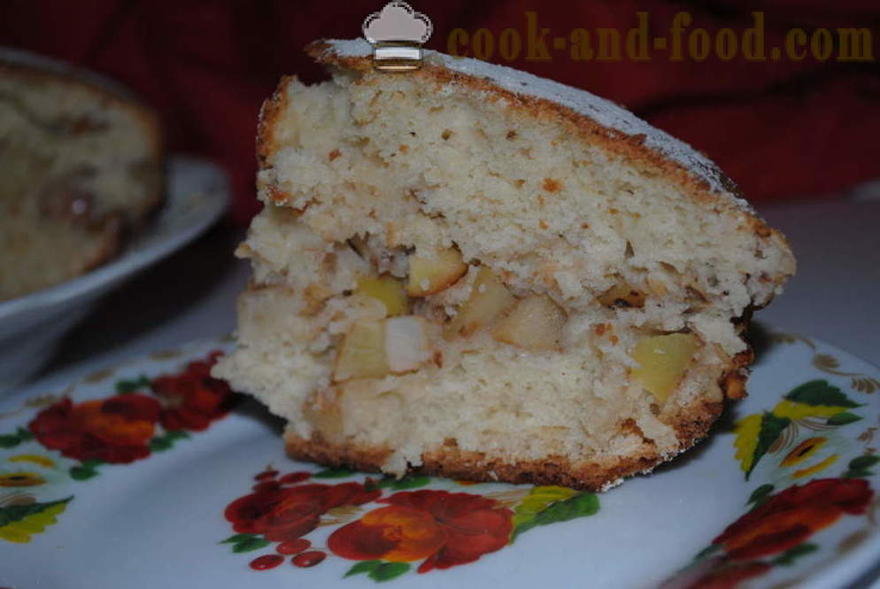 Gingerbread torta na kefir z jabolki in oreščki - kako kuhati torto z kefir, korak za korakom receptov fotografije