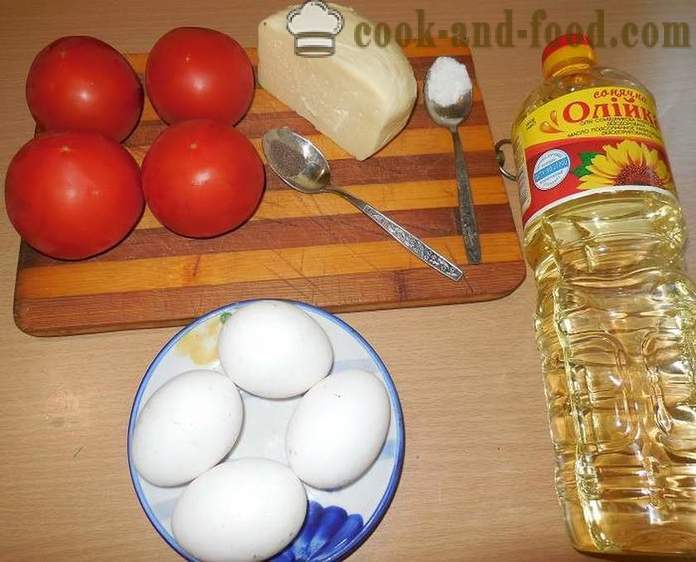 Original umešana jajca ali paradižnik v slasten paradižnik z jajci in sirom - kako kuhati umešana jajca, korak za korakom receptov fotografije